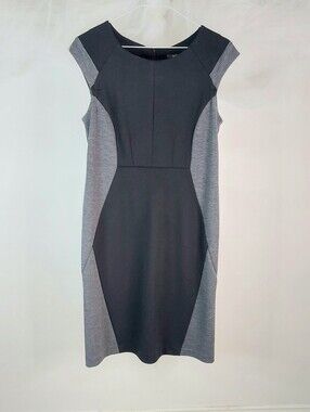 Chapter One Black Grey Optical Illusion Colorblock Sheath Dress Stretch Size M